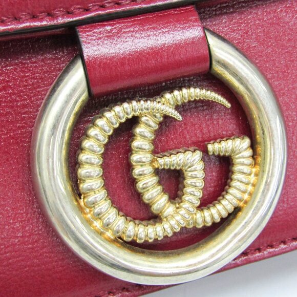 GUCCI Red Leather GG Marmont Shoulder Bag - Picture 7 of 16